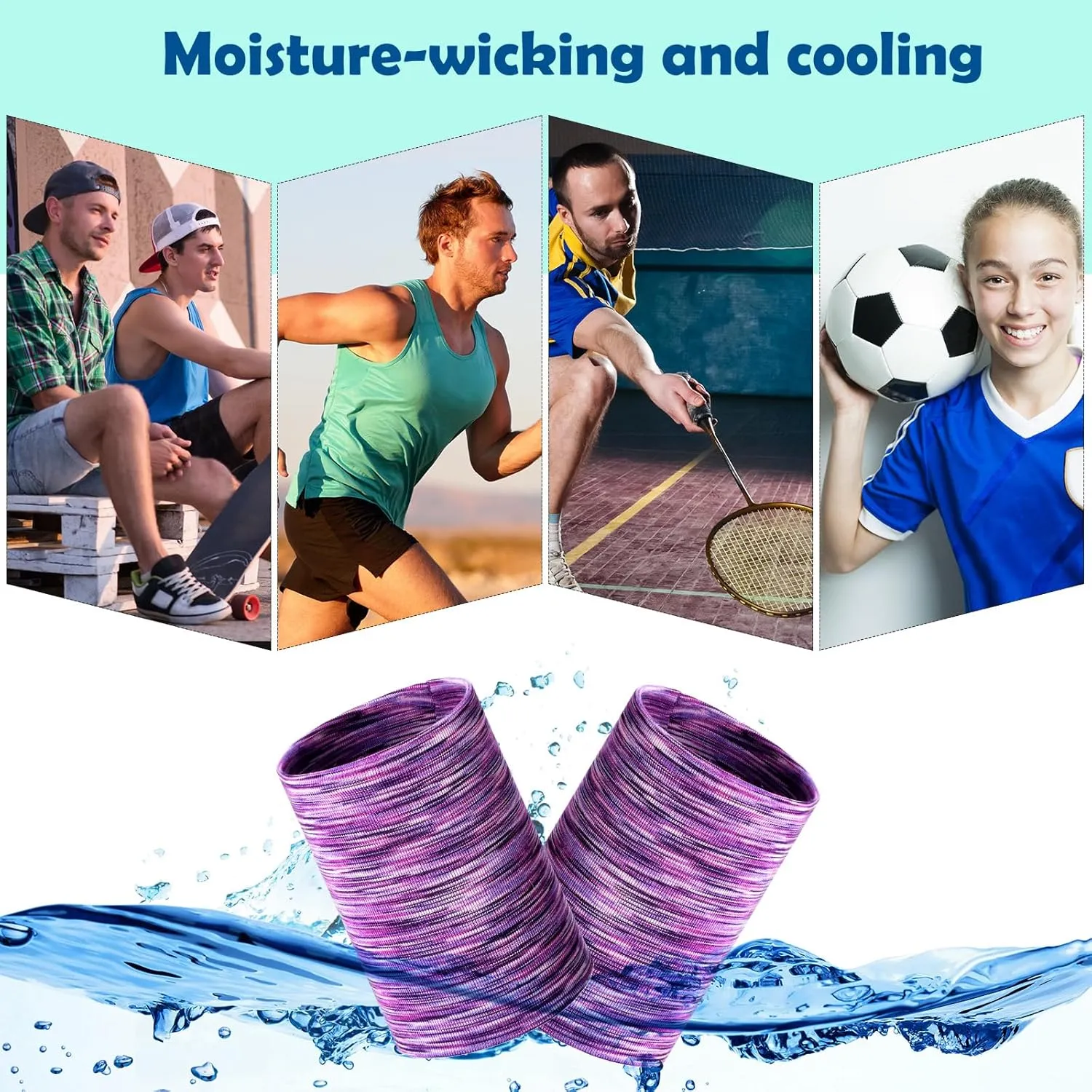 Geyoga 12 Pack Cooling Wristbands Breathable Tennis Sweatbands Quick Dry Heat Remove Ice Wristband for Men Women Yoga Sports