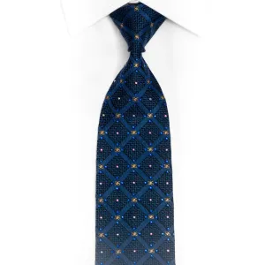 Gold Monogram On Blue Rhinestone Silk Tie With Sparkles