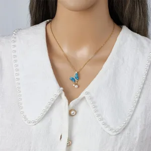 Gradient Butterfly Pearl Necklace