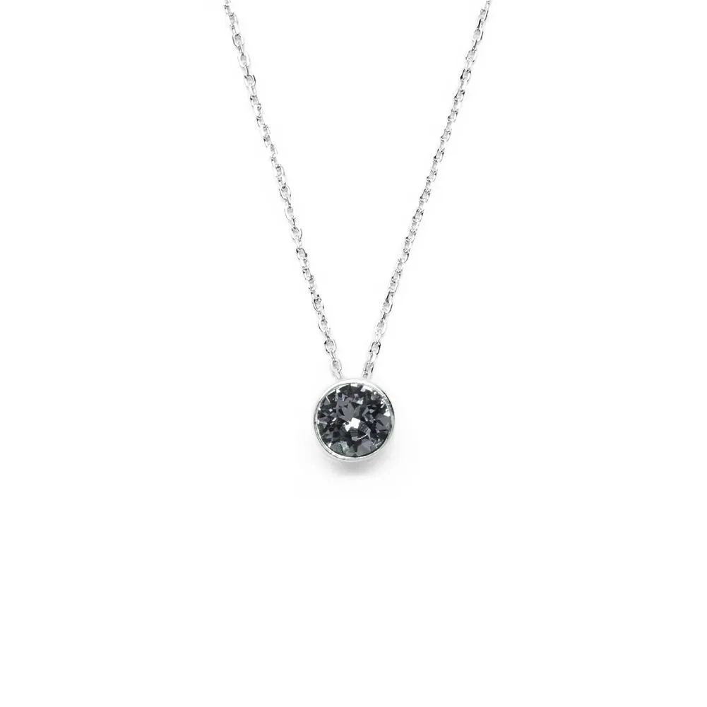 Graphite Gray Round Crystal Necklace