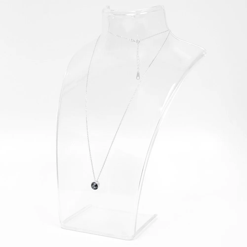 Graphite Gray Round Crystal Necklace