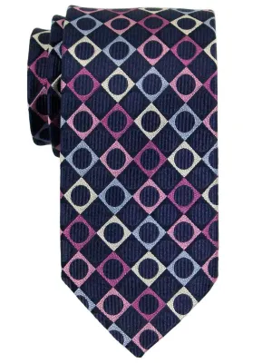 Heritage House 23117 100% Woven Silk Boy's Tie - Neat - Navy/Gray/Pink