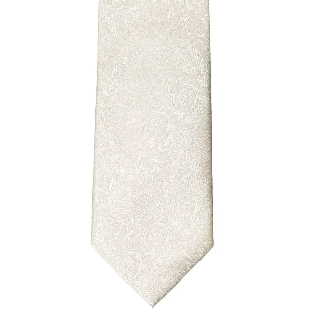 Ivory Groom Floral Silk Necktie