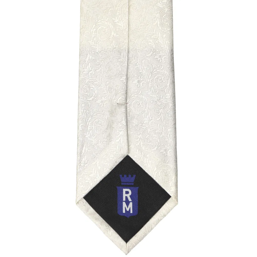 Ivory Groom Floral Silk Necktie