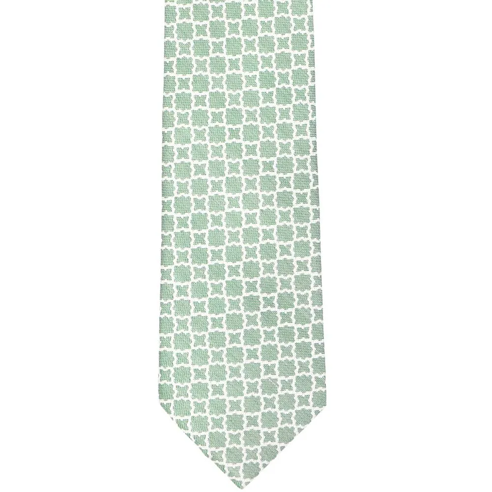Juniper Green Moroccan Trellis Cotton/Silk Narrow Necktie, 3" Width