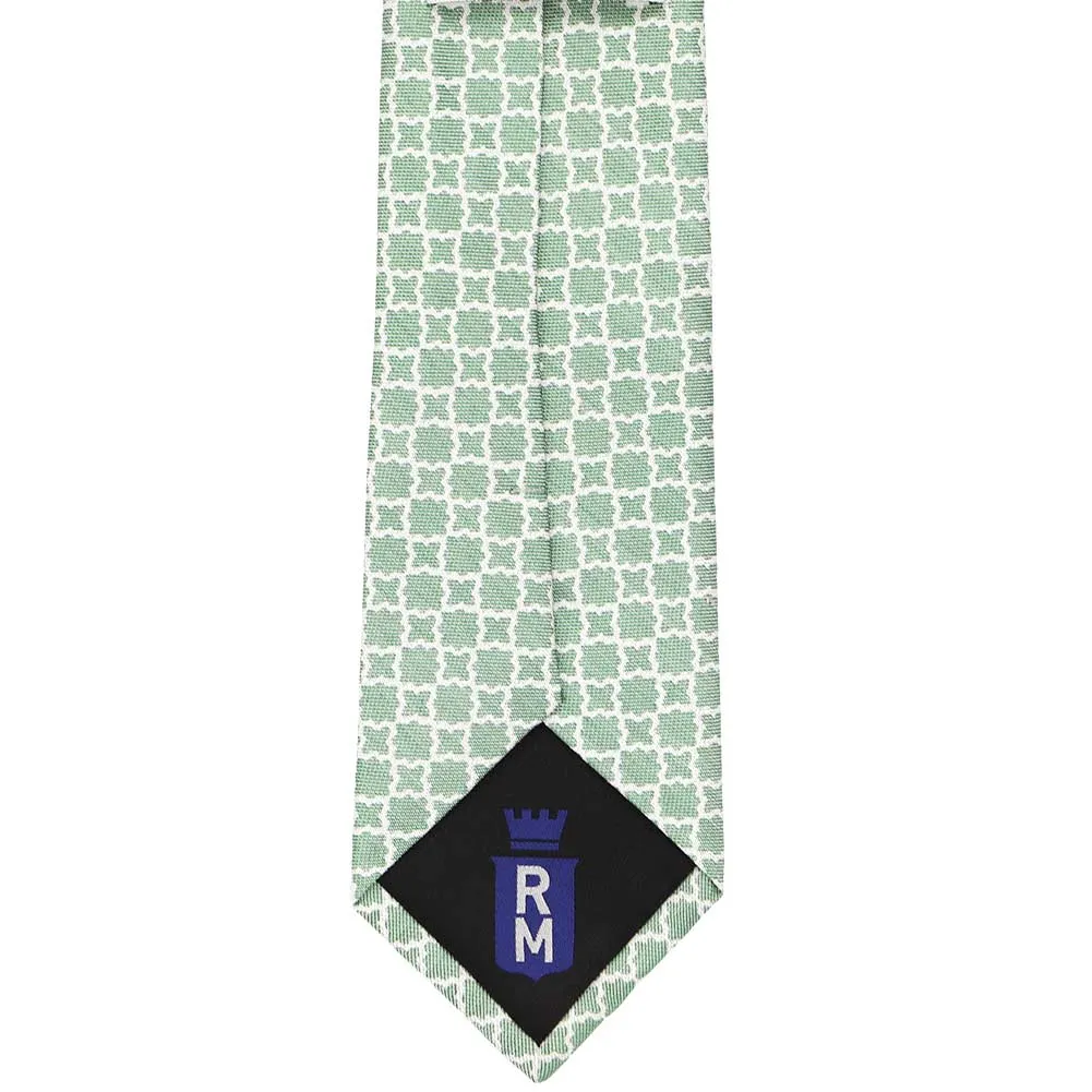 Juniper Green Moroccan Trellis Cotton/Silk Narrow Necktie, 3" Width