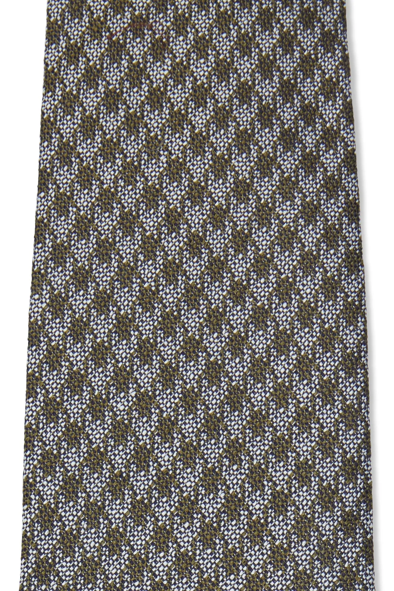 Khaki and White Houndstooth Silk Tie
