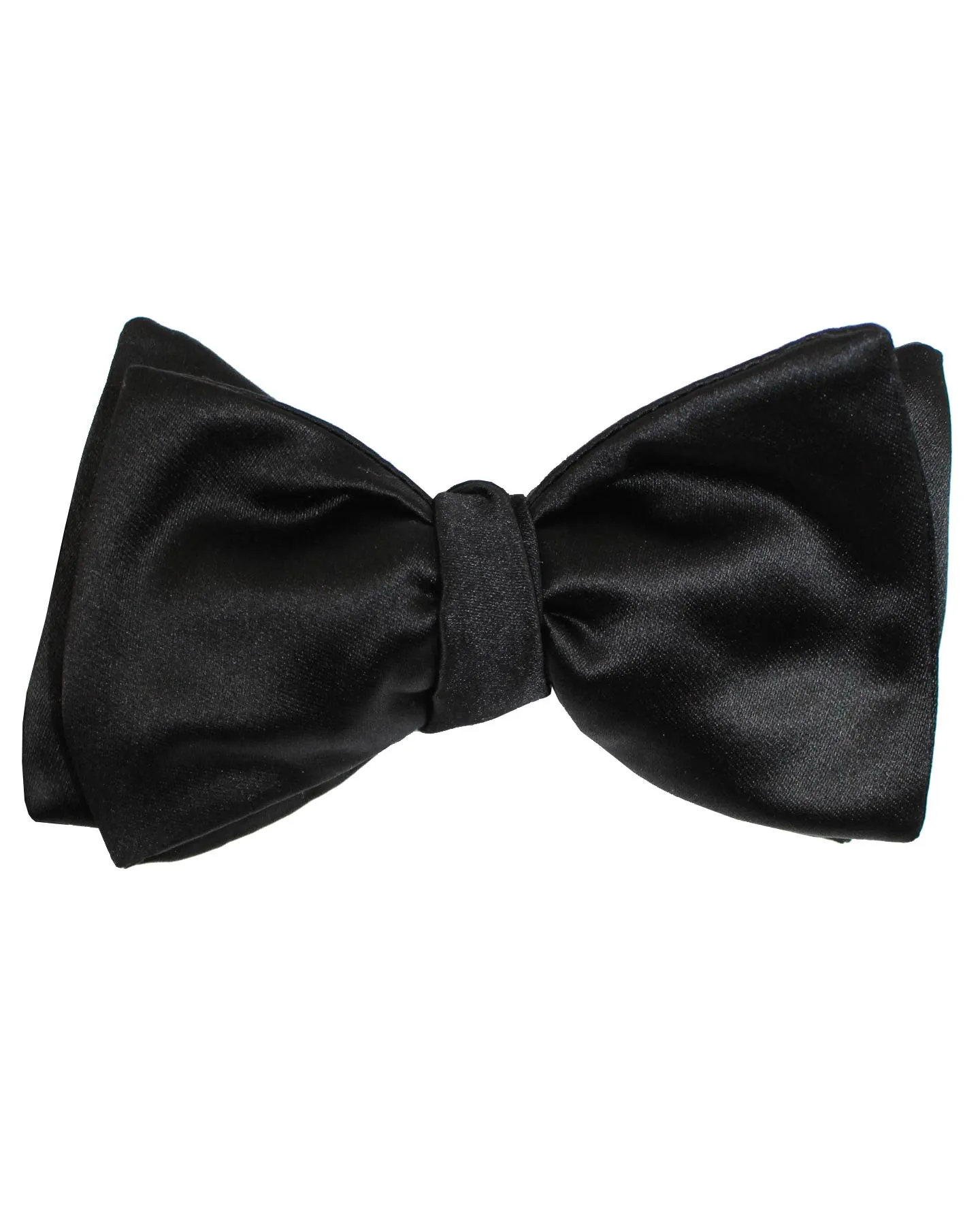 Le Noeud Papillon Solid Black Bow Tie - Modified Butterfly Silk Self Tie SALE