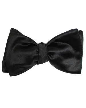 Le Noeud Papillon Solid Black Bow Tie - Modified Butterfly Silk Self Tie SALE