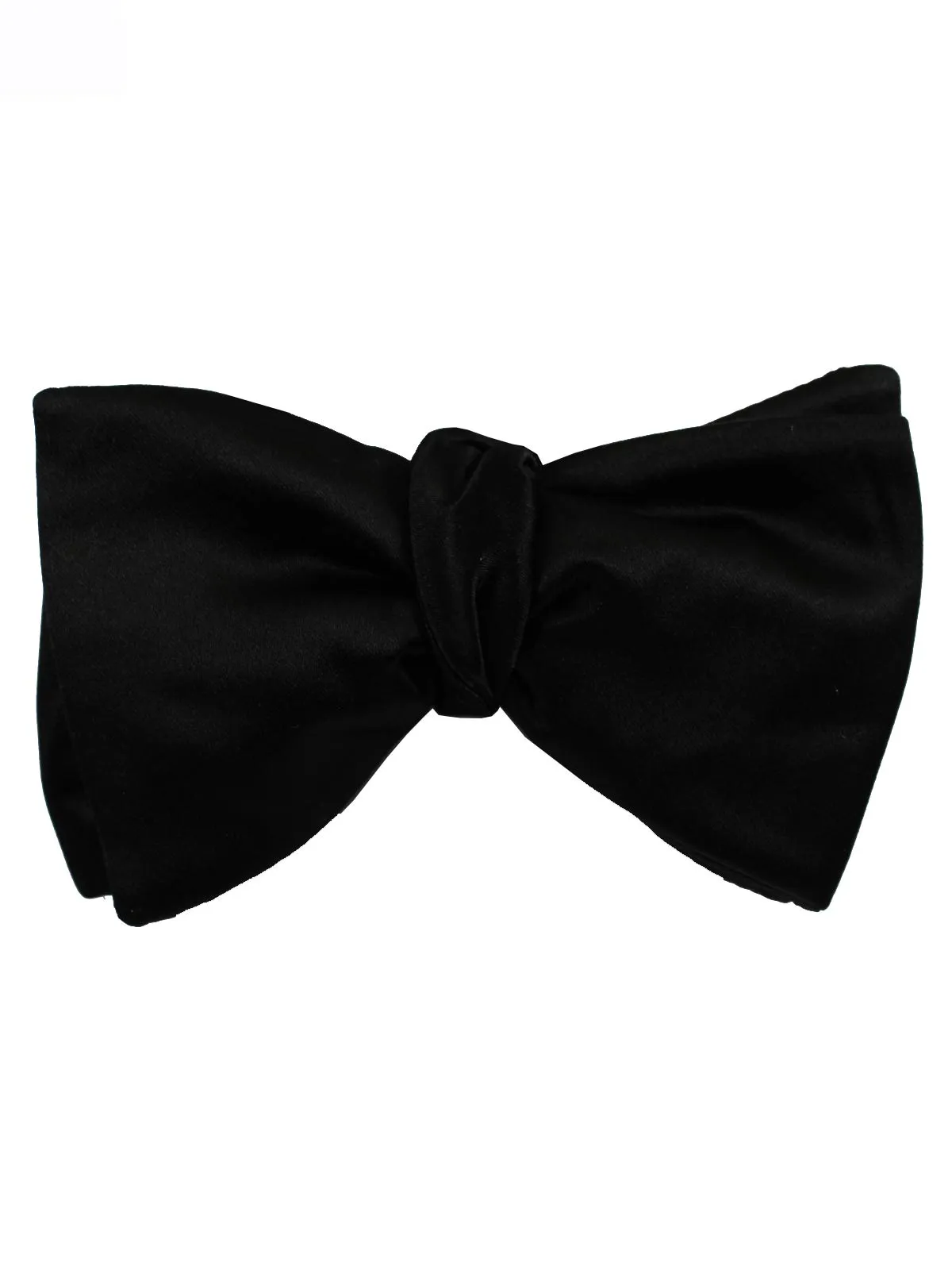 Le Noeud Papillon Solid Black Bow Tie - Modified Butterfly Silk Self Tie SALE