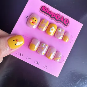 Little Yellow Duck" Handcrafted Press-On Nails - Cute & Bright, Summer 2024