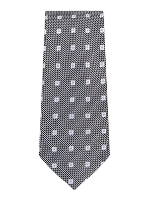 Marquis Men's White & Blue Geometric Neck Tie & Hanky Set TH200-005