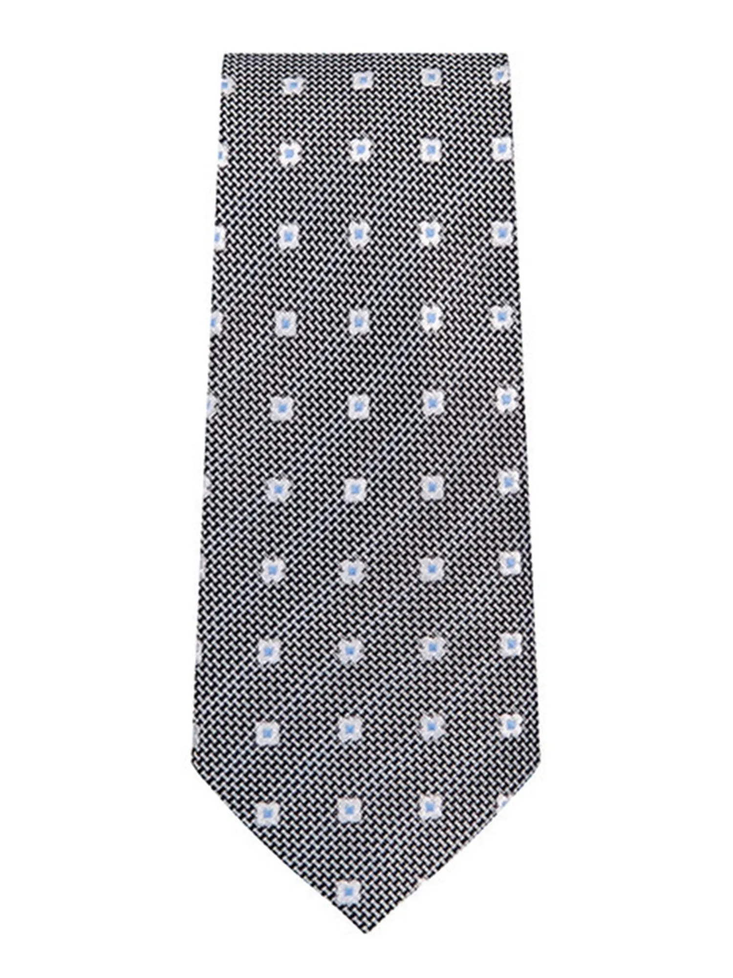 Marquis Men's White & Blue Geometric Neck Tie & Hanky Set TH200-005