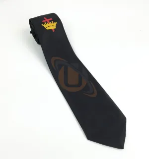 Masonic Knight Templar Black Silk Tie with Embroidered Logo