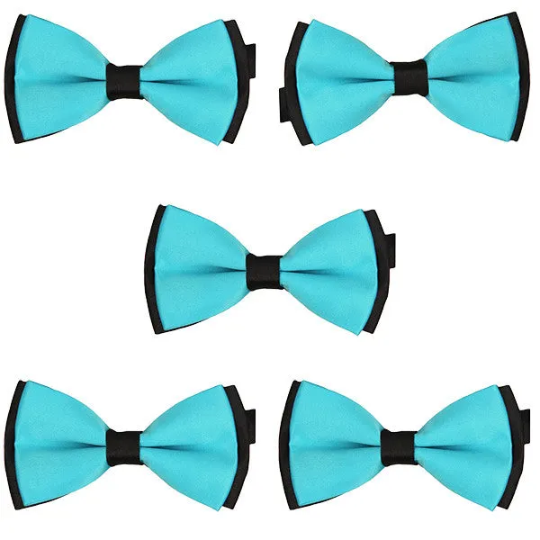 Mens Blue and Black Formal Event Pre-Tied Bow Ties Sets