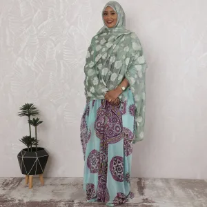 Mint Whisper Embroidered Silk Chiffon Garbasaar Fabric, 110 cm Wide â€“ French Couture Elegance- Piece of 2.0 Mtrs-D18681