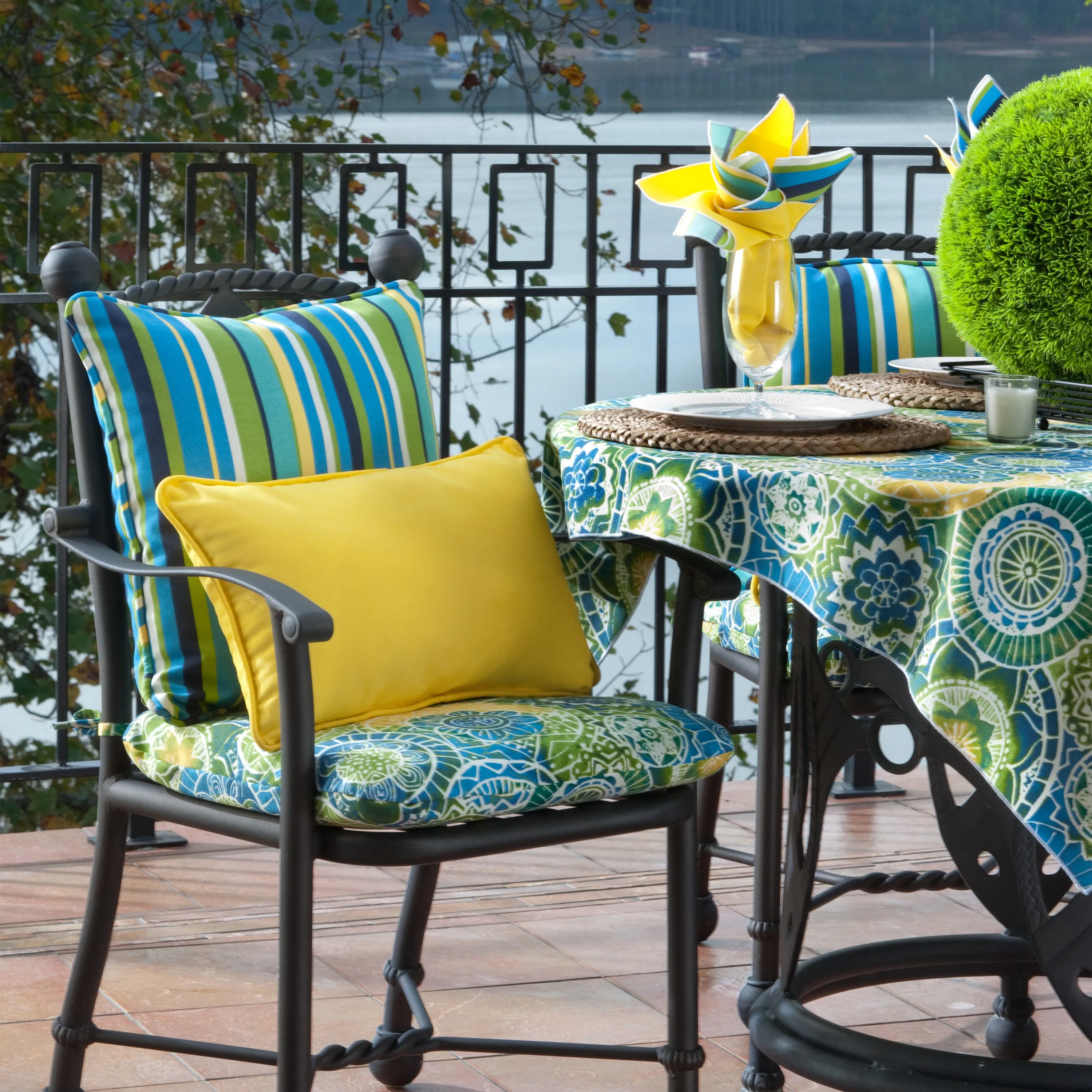 Omnia Lagoon Rounded Corners Seat Cushion (Set Of 2)