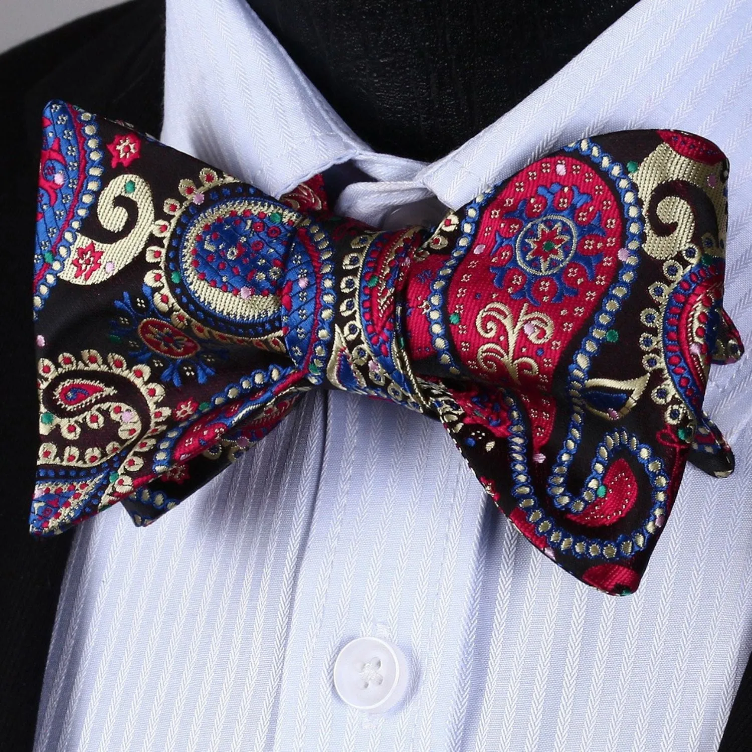 Paisley Bow Tie & Pocket Square - D-RED/BLUE