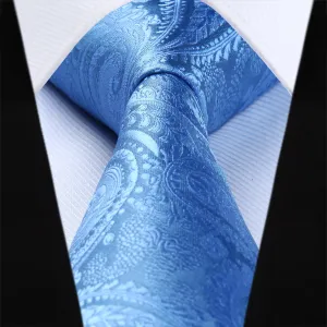 Paisley Tie Handkerchief Set - D6-LIGHT BLUE
