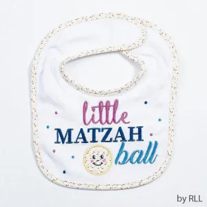 Passover Bib, "little Matzah Ball",embroidered Cotton/poly,card