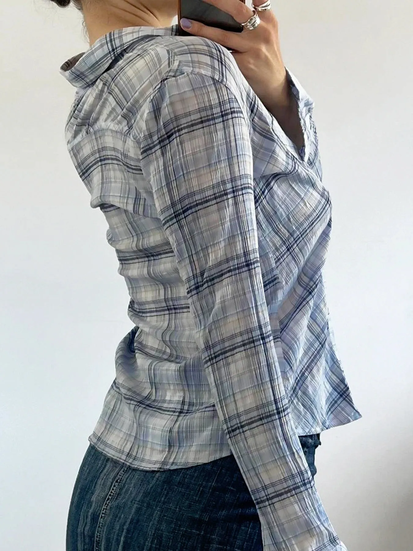 Plaid Casual Long Sleeve Shirt for Women