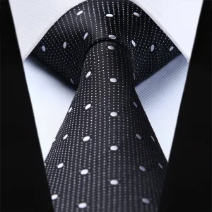 Polka Dot Ties Handkerchief Set - BLACK/WHITE