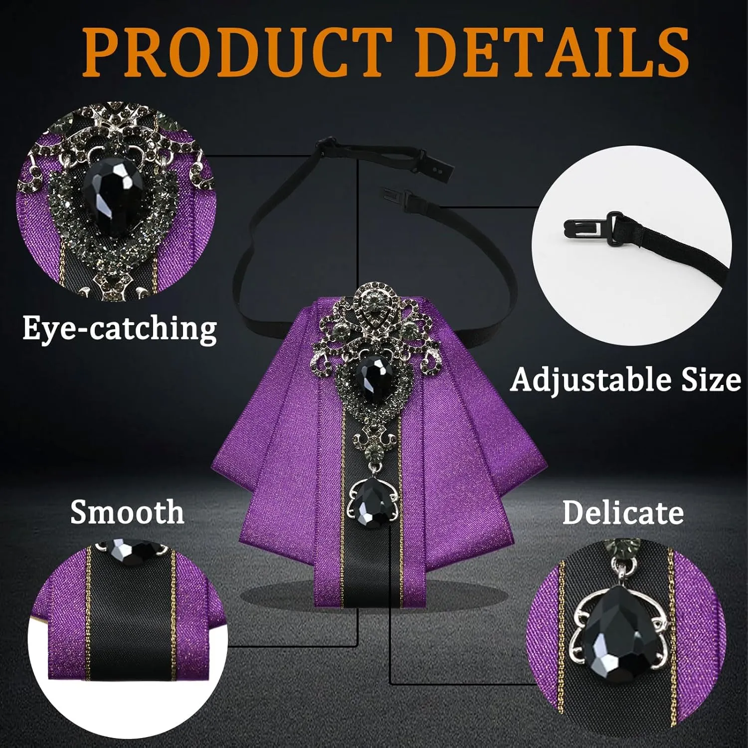 Rhinestone Bow Ties for Men Pre Tied Satin Ribbon Mens Bowtie with Crystal Sparkling Necktie Bowknot