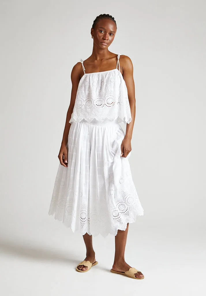 Rufa Spaghetti Strap Embroidered Cami In White