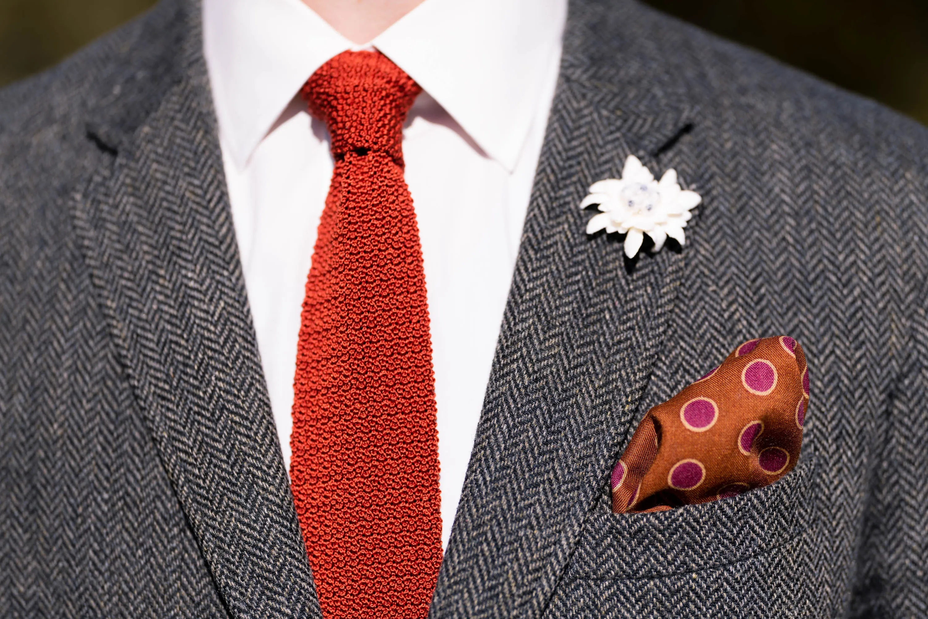 Rust Orange Silk Knit Tie