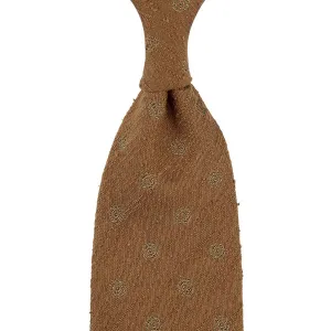 Shibumi-Flower Shantung Silk Tie - Beige - Hand-Rolled