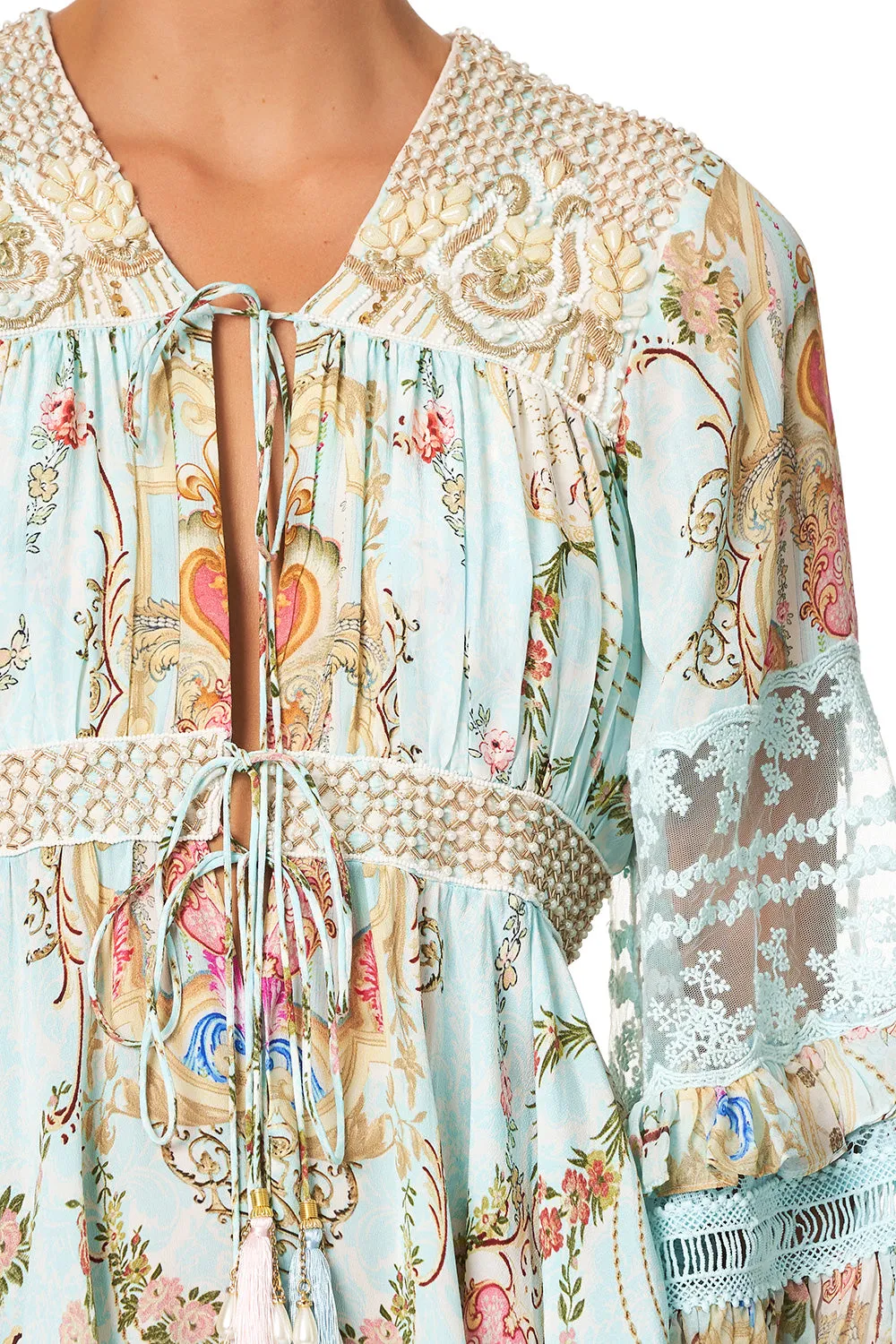 SHORT PEASANT DRESS VERSAILLES SKY