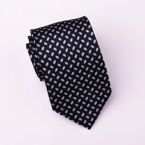 Silver Almond Football Luxury Designer Black Stylish Regular Woven Tie 8cm