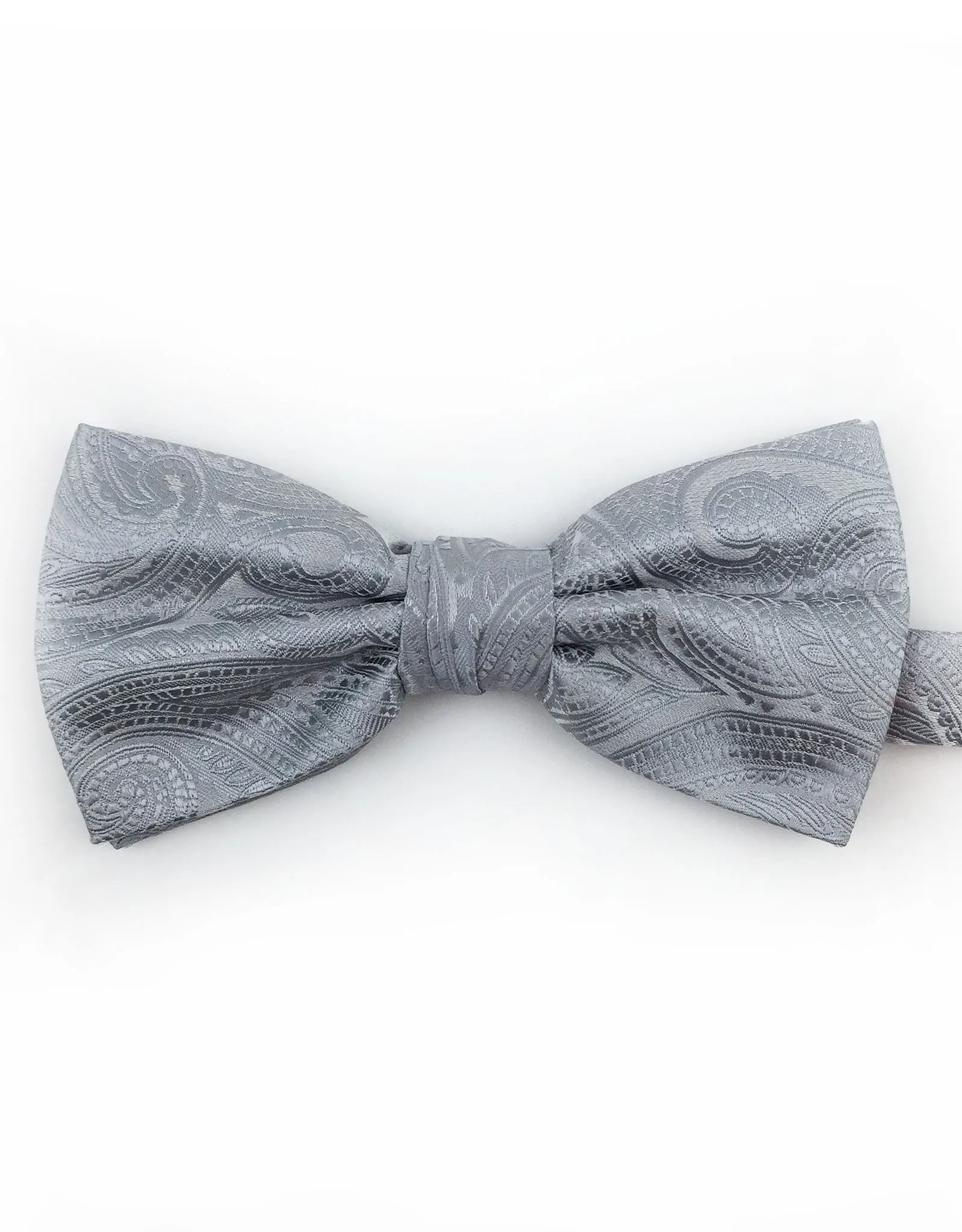 Silver Paisley Bow Tie