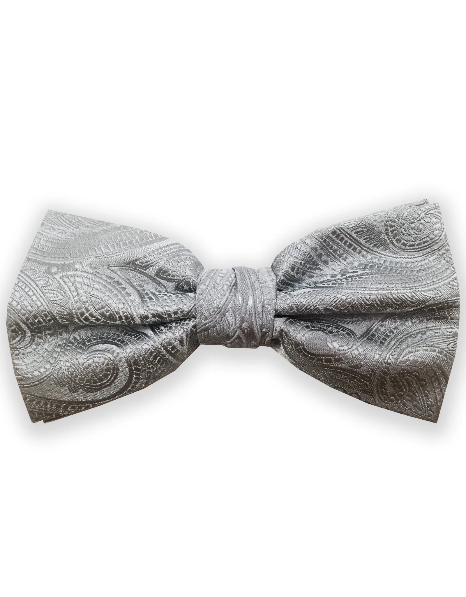 Silver Paisley Bow Tie