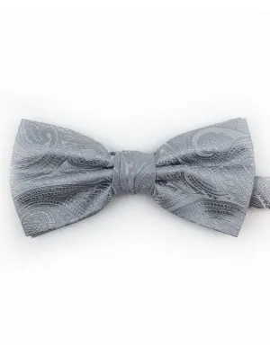 Silver Paisley Bow Tie