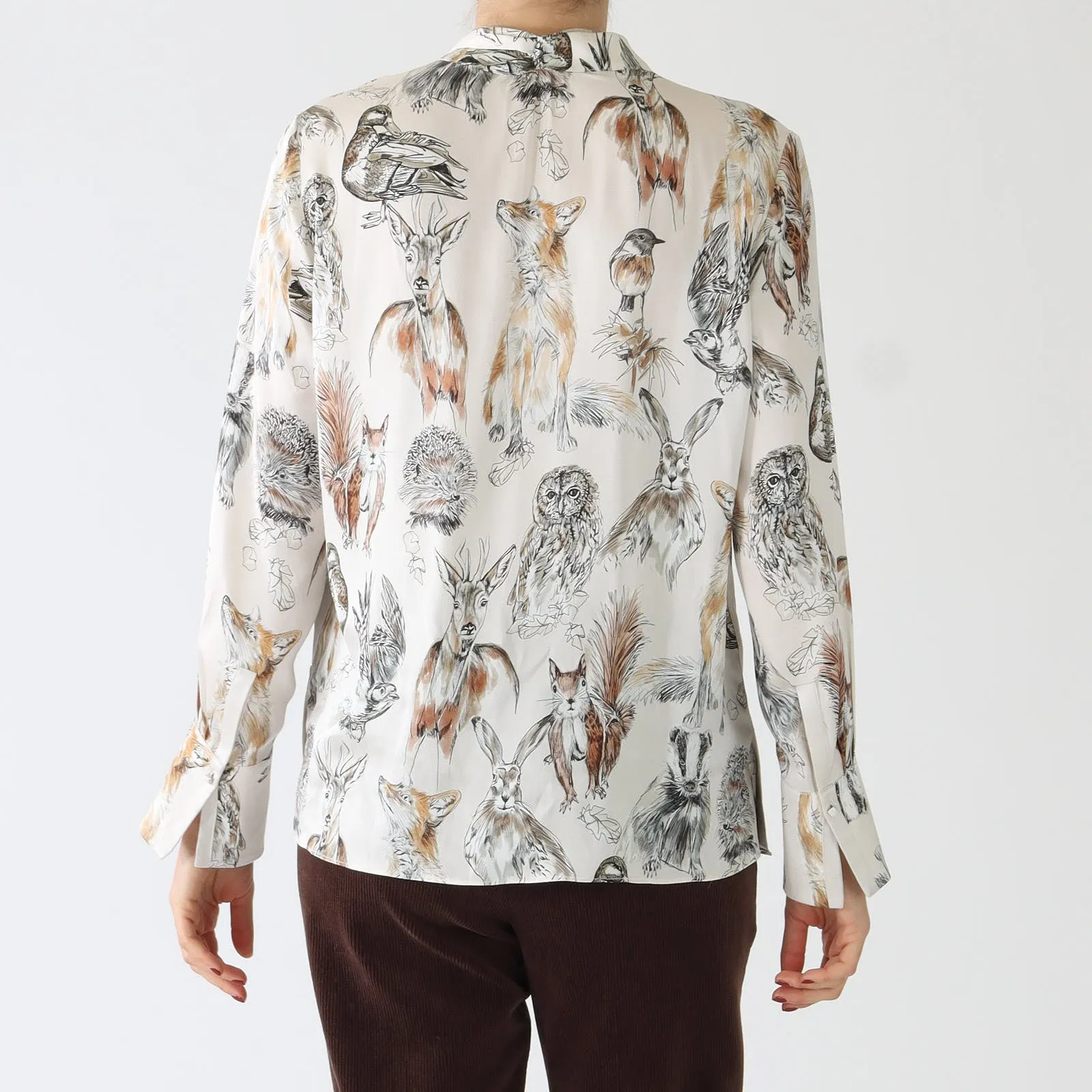 Smoke Fora Print Pussy Bow Blouse