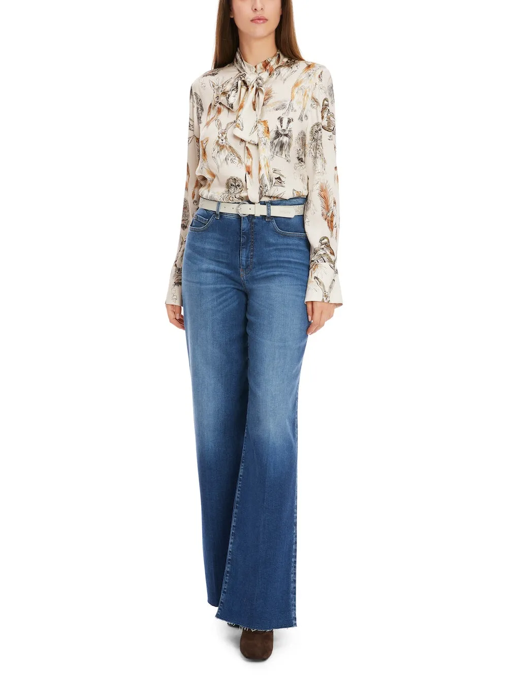 Smoke Fora Print Pussy Bow Blouse