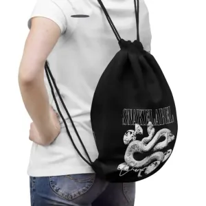 Snake Drawstring Bag with Zipper Pocket & Durable Polyester Build