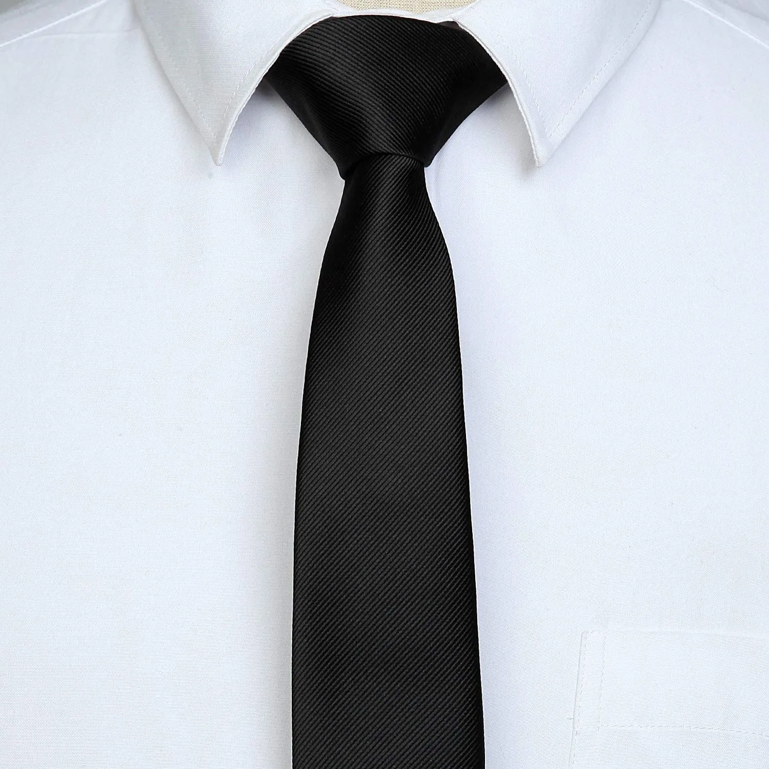 Solid 2.4' Skinny Formal Tie - 05-BLACK