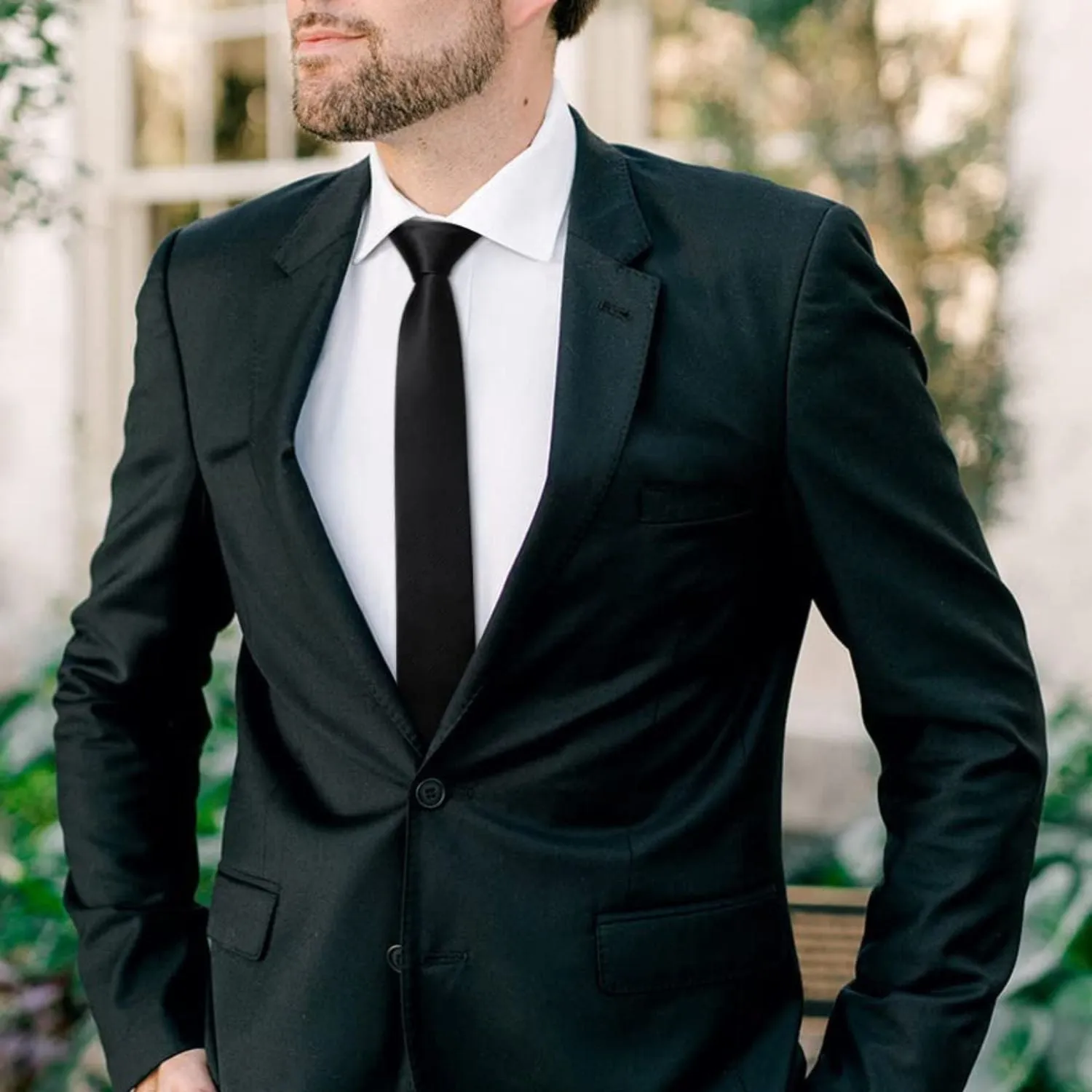 Solid 2.4' Skinny Formal Tie - 05-BLACK