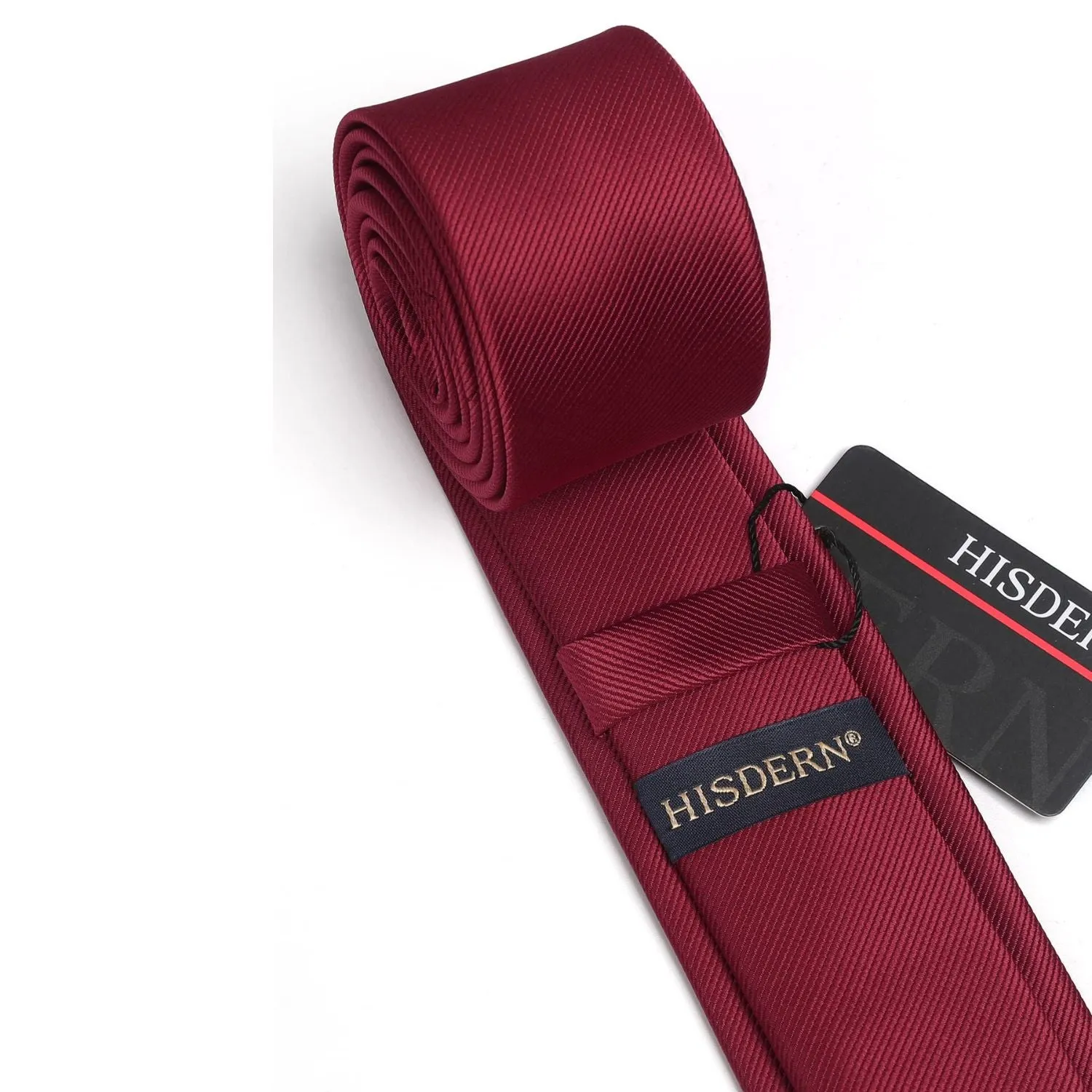 Solid 2.4' Skinny Formal Tie - 10-MAROON/WINE RED