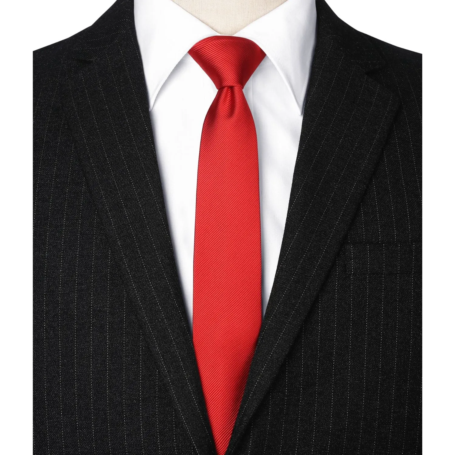 Solid 2.4' Skinny Formal Tie - E-BRIGHT RED