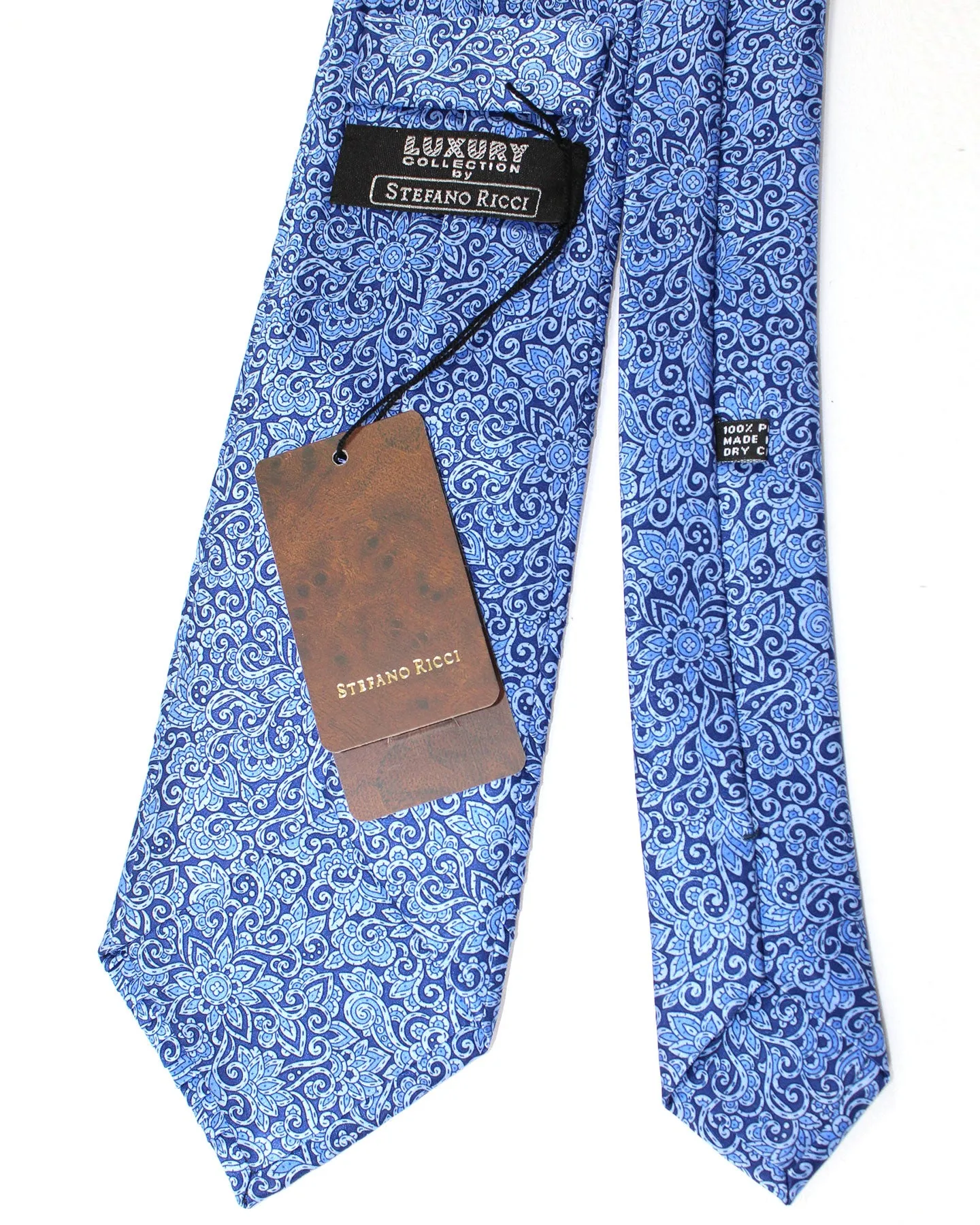 Stefano Ricci Tie Navy Blue Ornamental - Pleated Silk