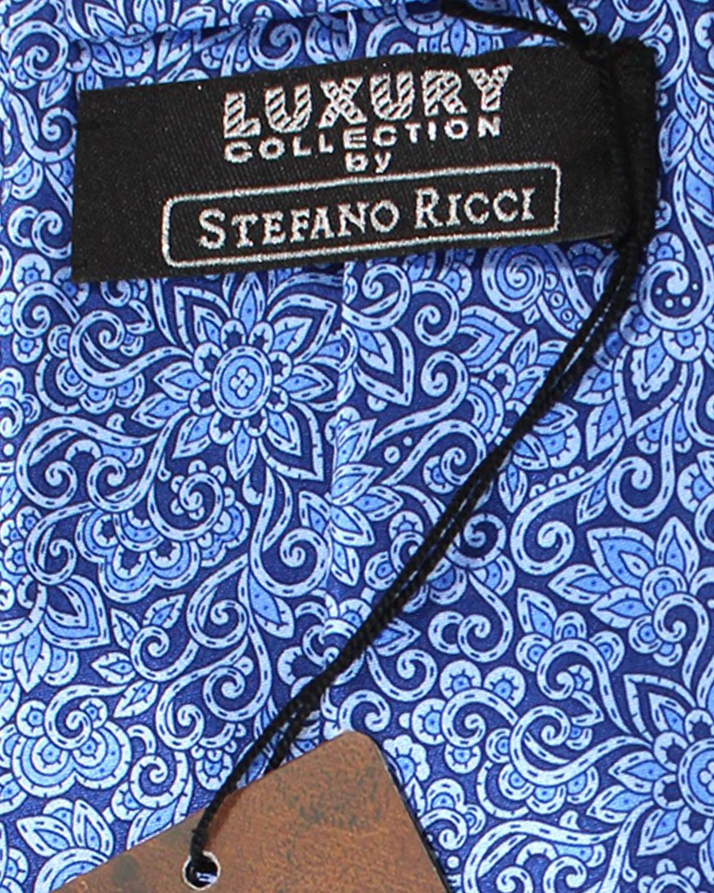 Stefano Ricci Tie Navy Blue Ornamental - Pleated Silk