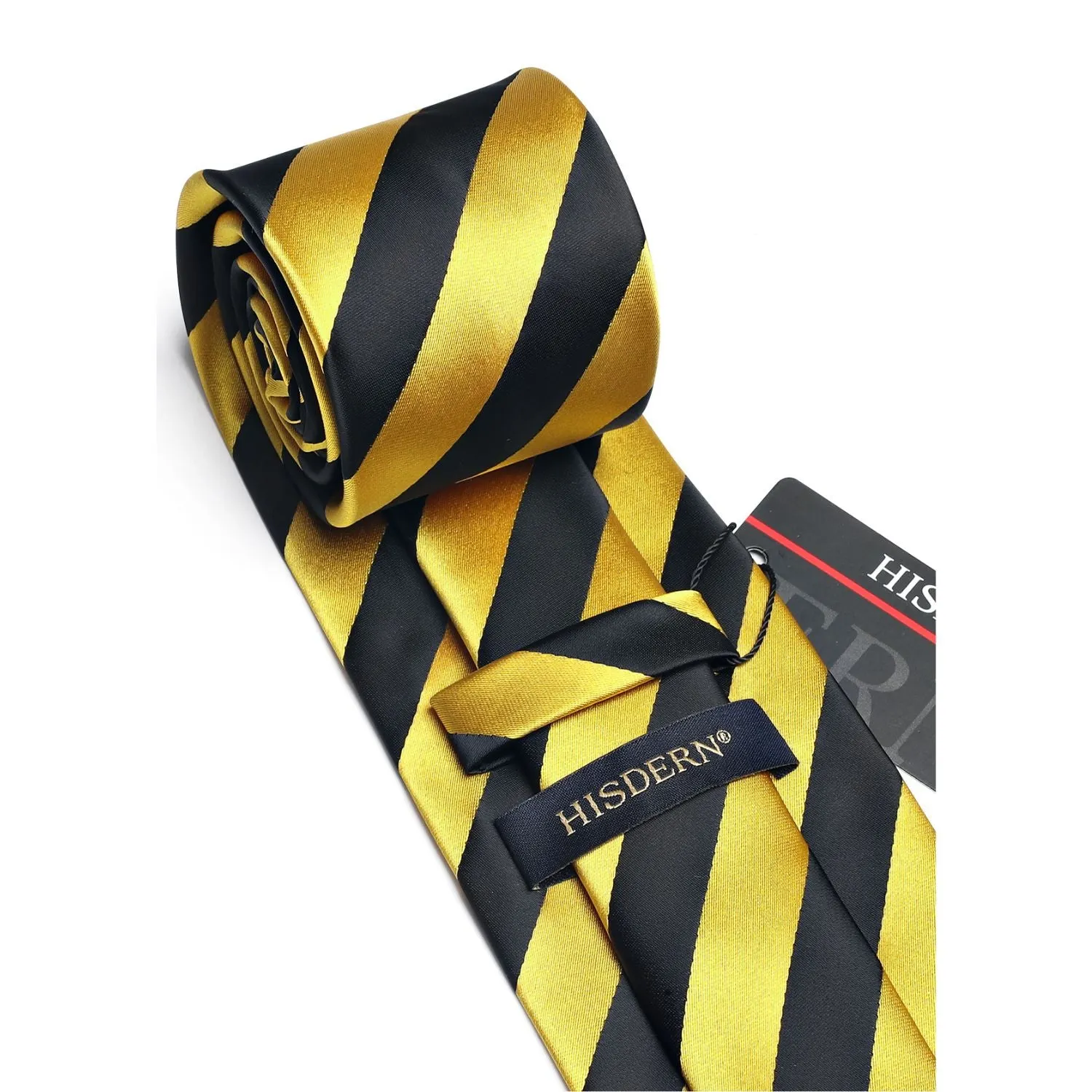 Stripe Tie Handkerchief Set - A-YELLOW BLACK