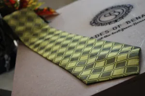 Stylish Green and Black Men's Neck Tie in Pure Banarasi Silk with Hand Print