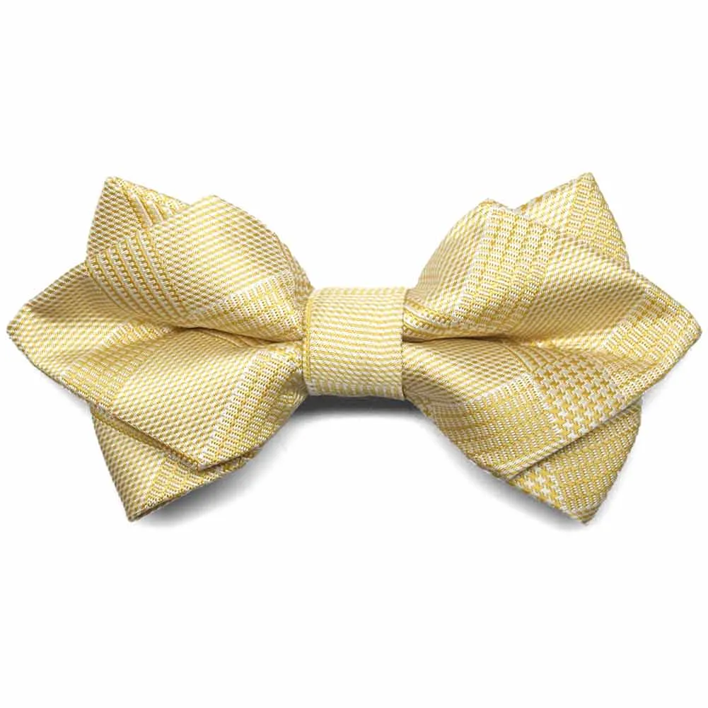 Sunflower Yellow Michael Glen Plaid Diamond Tip Bow Tie