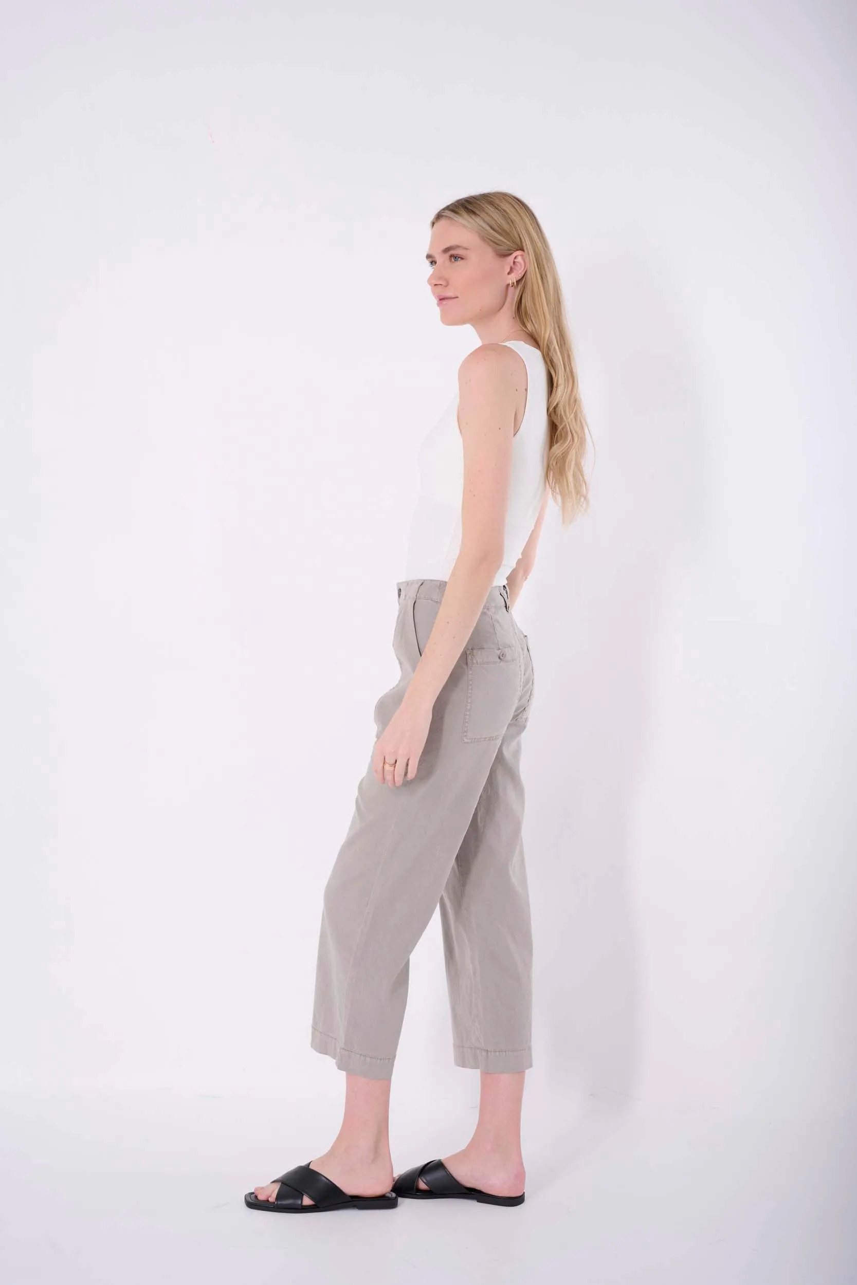Tori Solid Crop Wide Pant