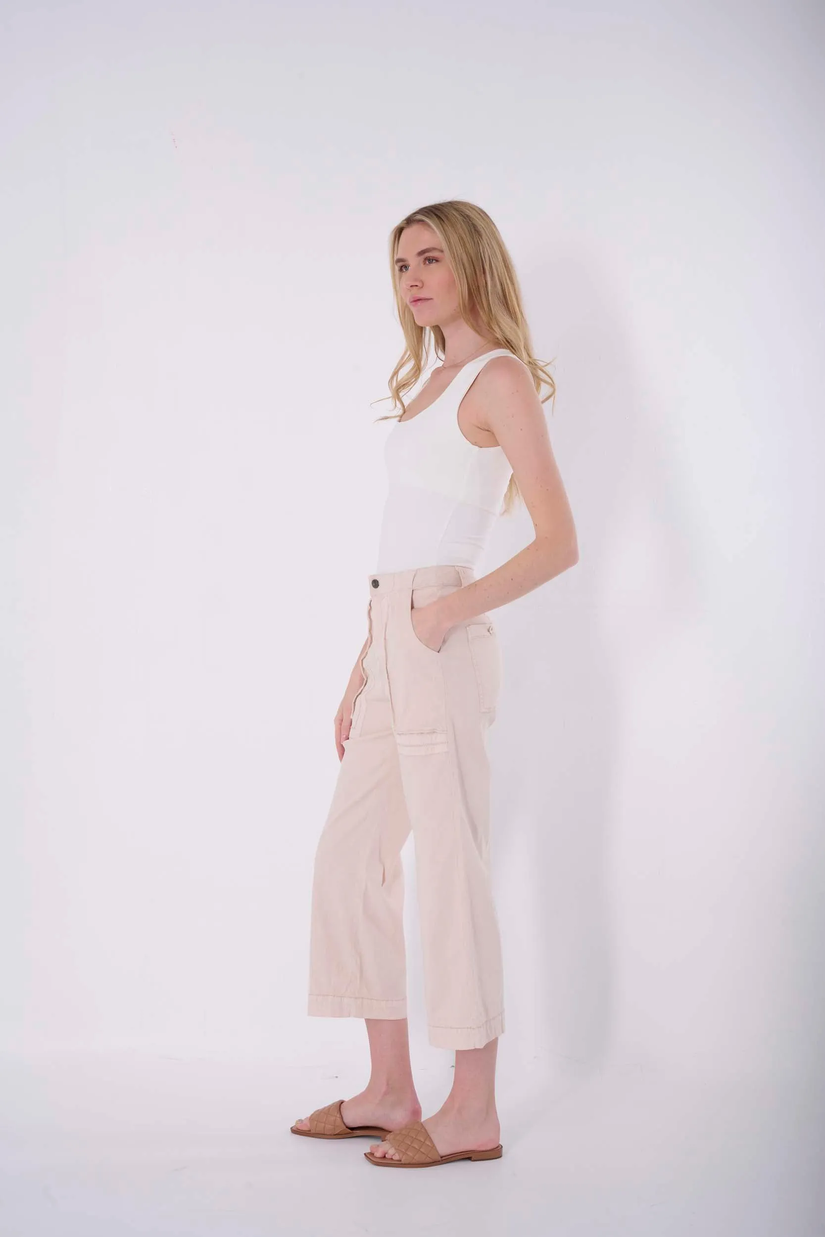 Tori Solid Crop Wide Pant