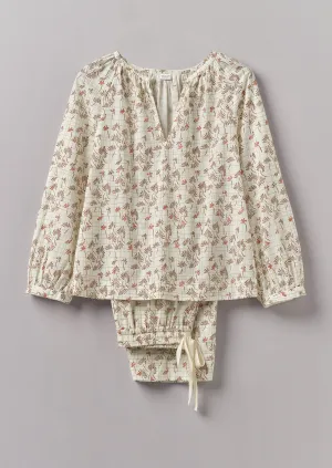 Trellis Floral Block Print Pyjamas | Ecru